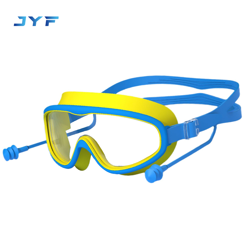 kids large frame swimming goggles with ear plugs